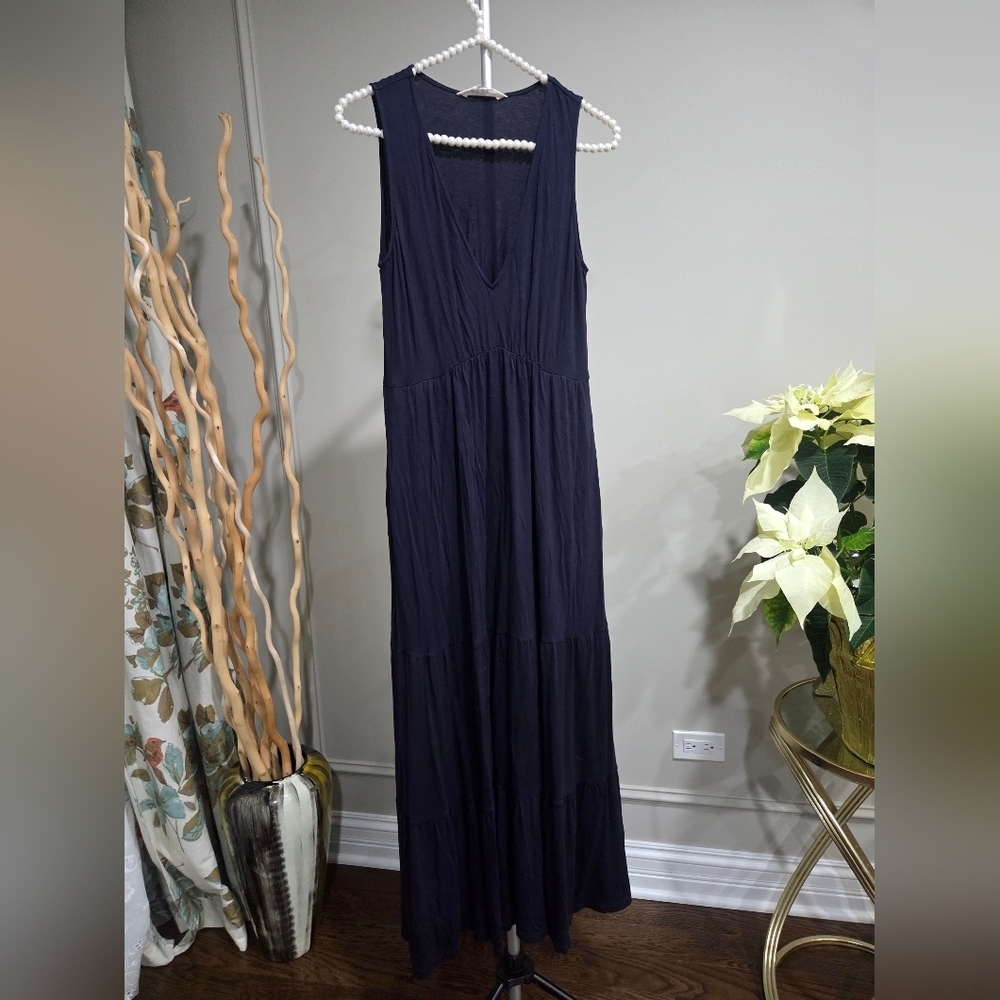 Boden Soft Tiered Navy Blue Maxi Dress Sleeveless Sz.2R